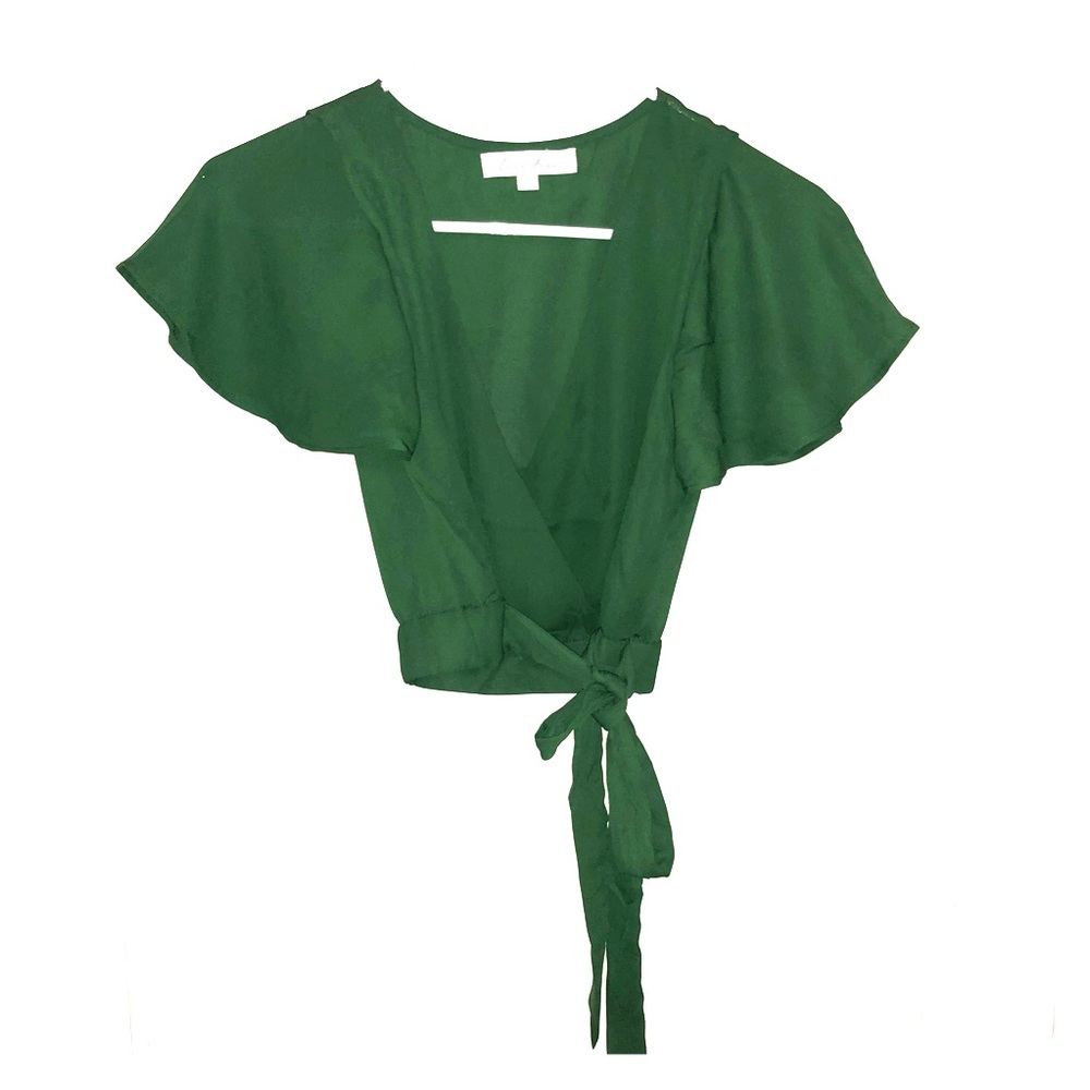 Emerald green wrap top